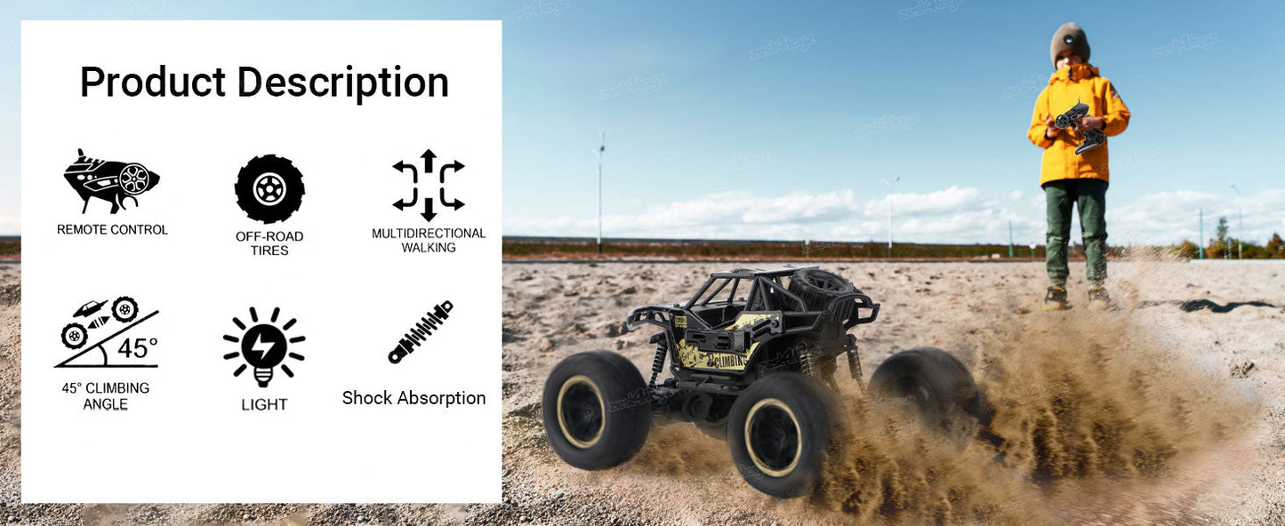 Remote Controlled  Rock Crawler Monster Truck Toy Vehicle for Kids.